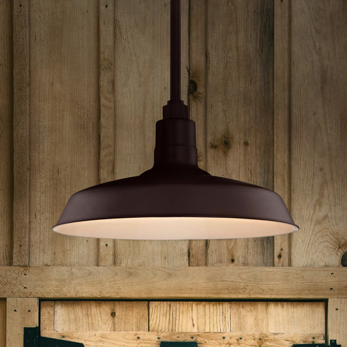 Recesso Lighting by Dolan Designs Bronze Pendant Barn Light with 16-Inch Shade BL-STM-BZ/BL-SH16-BZ