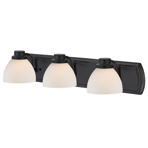 Design Classics Lighting 3-Light Vanity Light in Bronze with White Dome Glass 1203-36 GL1033-WH