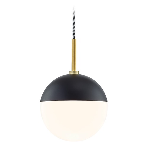 Mitzi by Hudson Valley Renee Aged Brass & Black Mini Pendant by Mitzi by Hudson Valley H344701-AGB/BK