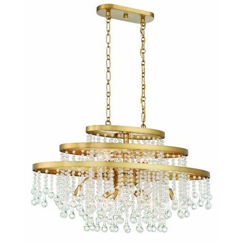 Luna 36-Inch Oval Crystal Chandelier in Warm Brass by Savoy House