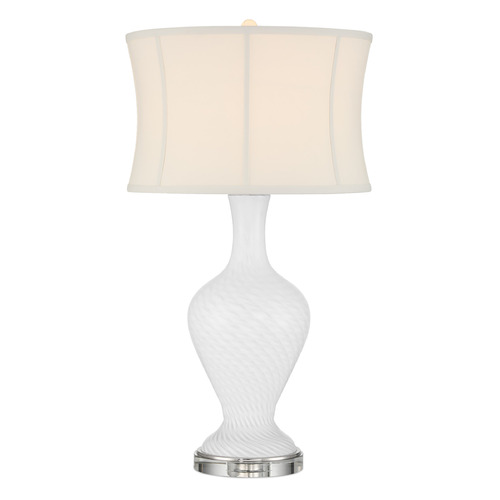 Currey and Company Lighting Currey and Company Zeta White & Clear Table Lamp with Drum Shade 6000-1009