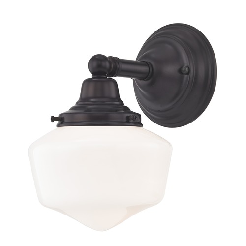 Design Classics Lighting Schoolhouse Sconce Bronze White Opal Glass 1 Light 6 Inch Width WC1-220 GF6