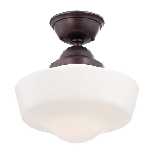 Minka Lavery Semi-Flush Mount with White Glass in Brushed Bronze by Minka Lavery 2257-576