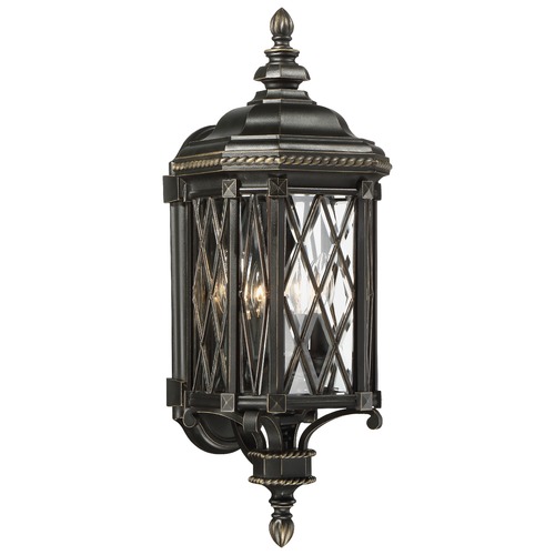 Bexley Manor Black with Gold Outdoor Wall Light by Minka Lavery
