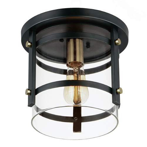 Maxim Lighting Capitol Black & Antique Brass Flushmount Light