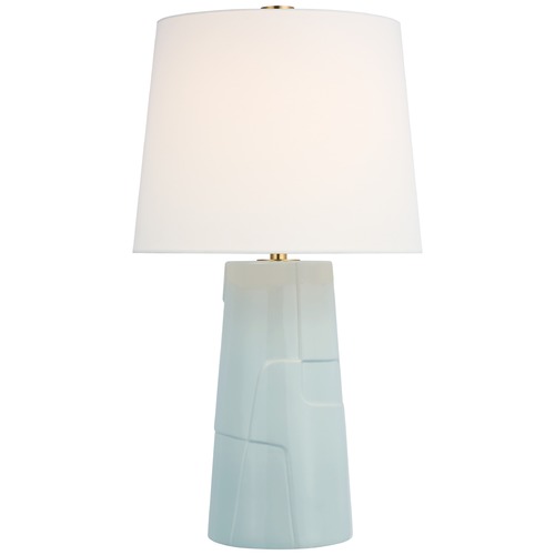 Visual Comfort Signature Collection Barbara Barry Braque Debossed Table Lamp in Ice Blue by Visual Comfort Signature BBL3622ICBL