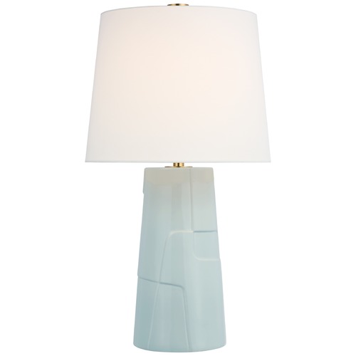 Barbara Barry Braque Debossed Table Lamp in Ice Blue by Visual Comfort Signature