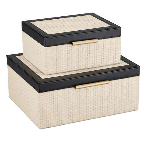 Currey and Company Deanna Ivory & Black & Light Antique Brass & Beige Box
