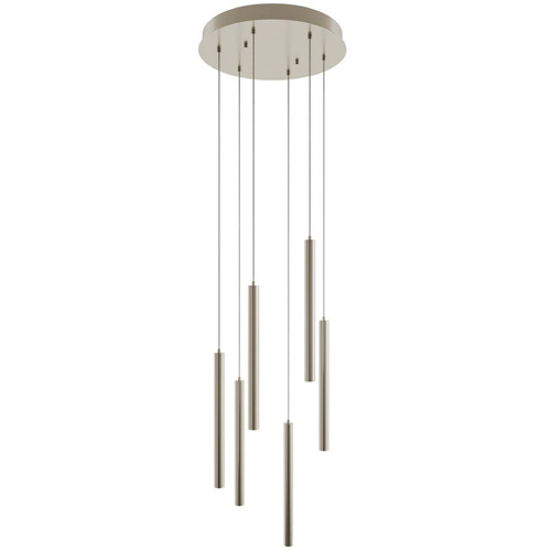Afx Lighting Eli Satin Nickel LED Multi-Light Pendant with Cylindrical Shade