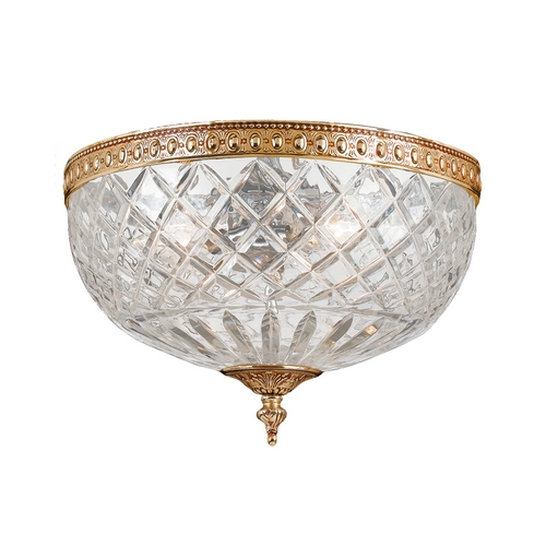 Flushmount Light with Clear Glass in Olde Brass Finish