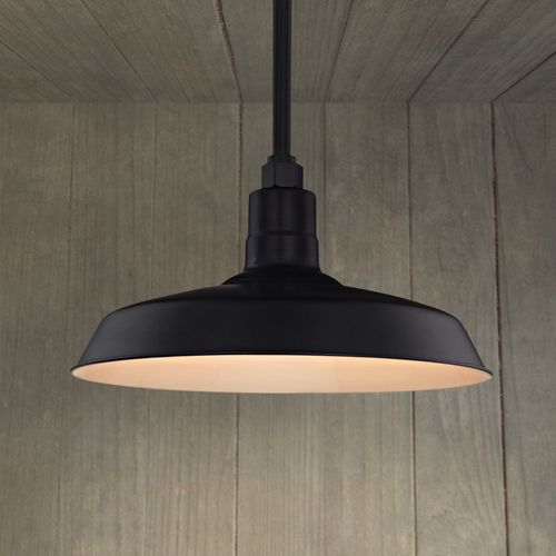 Black Pendant Barn Light with 16-Inch Shade