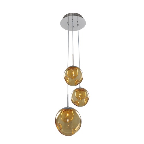 Kalco Lighting Meteor Chrome Multi-Light Pendant by Kalco Lighting 309540CH/AMBER