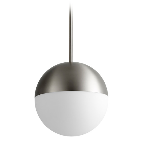 Mondo 12-Inch LED Globe Pendant in Satin Nickel by Oxygen Lighting
