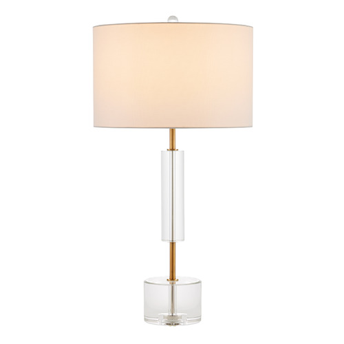 Currey and Company Deville Clear & Antique Brass Table Lamp with Drum Shade