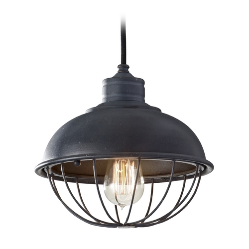 Urban Renewal 10-Inch Cage Pendant in Antique Forged Iron by Generation Lighting