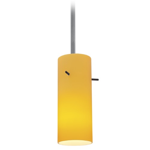 Access Lighting Cylinder Brushed Steel LED Mini Pendant by Access Lighting 28030-3R-BS/AMB