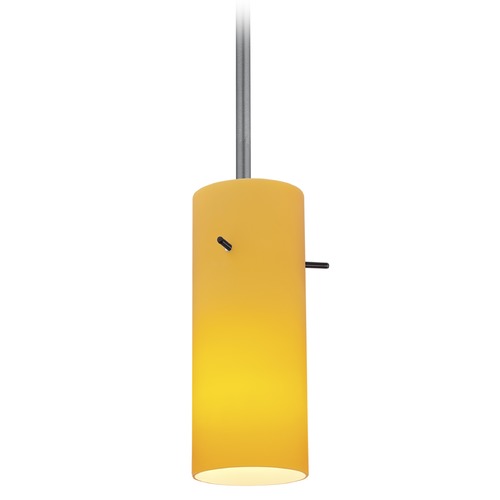 Access Lighting Cylinder Brushed Steel LED Mini Pendant by Access Lighting 28030-3R-BS/AMB