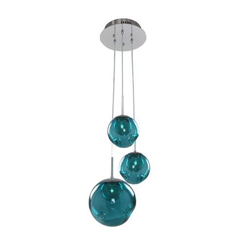 Kalco Lighting Meteor Chrome Multi-Light Pendant by Kalco Lighting 309540CH/AQUA