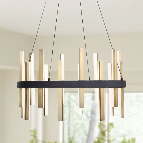 Modern Forms by WAC Lighting Harmonix 24-Inch LED Chandelier in Black & Aged Brass by Modern Forms PD-87924-BK/AB