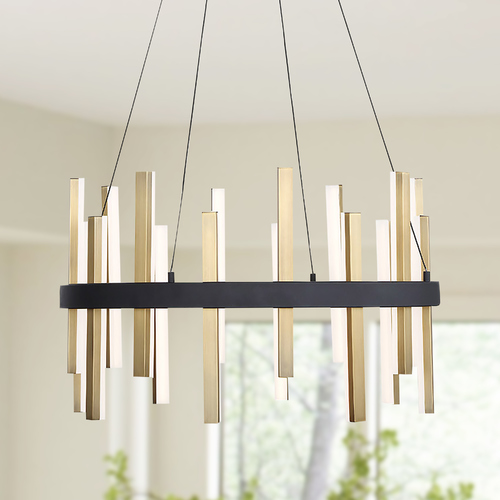 Harmonix 24-Inch LED Chandelier in Black & Aged Brass by Modern Forms