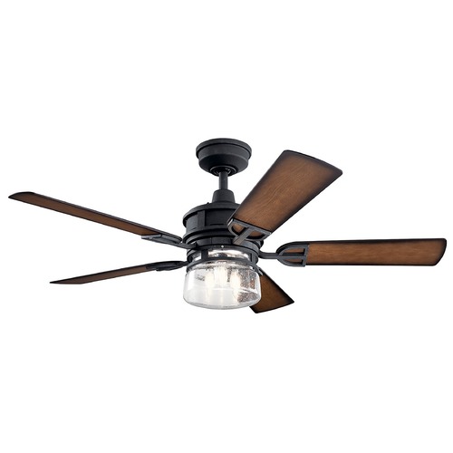 Lyndon 52-Inch Patio Distressed Black LED Fan by Kichler Lighting