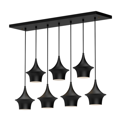 Alora Lighting Emiko Matte Black Multi-Light Pendant with Bell Shade