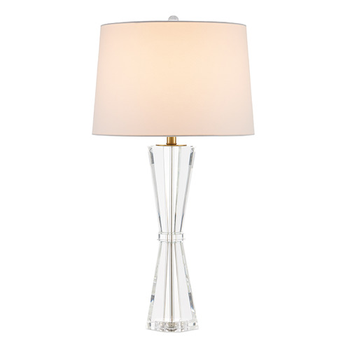 Currey and Company Duveen Clear & Polished Brass Table Lamp with Drum Shade