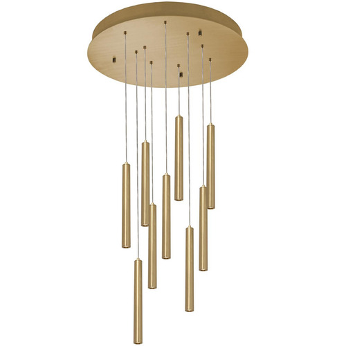 Afx Lighting Eli Satin Brass LED Multi-Light Pendant with Cylindrical Shade