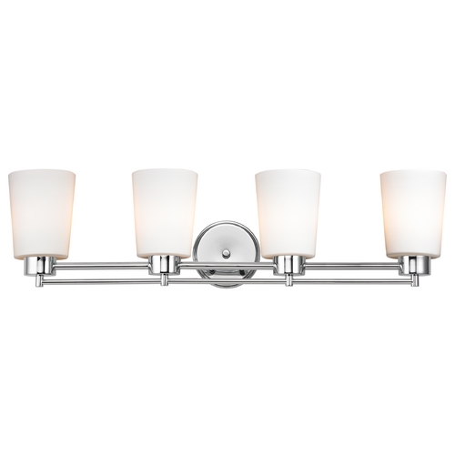 Design Classics Lighting Modern Bathroom Light with White Glass - Four Lights 704-26 GL1027