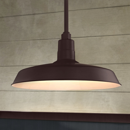 Recesso Lighting by Dolan Designs Bronze Pendant Barn Light with 18-Inch Shade BL-STM-BZ/BL-SH18-BZ