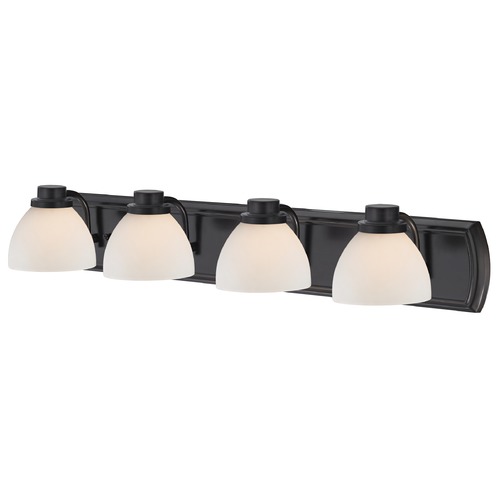 Design Classics Lighting 4-Light Vanity Light in Bronze with White Dome Glass 1204-36 GL1033-WH