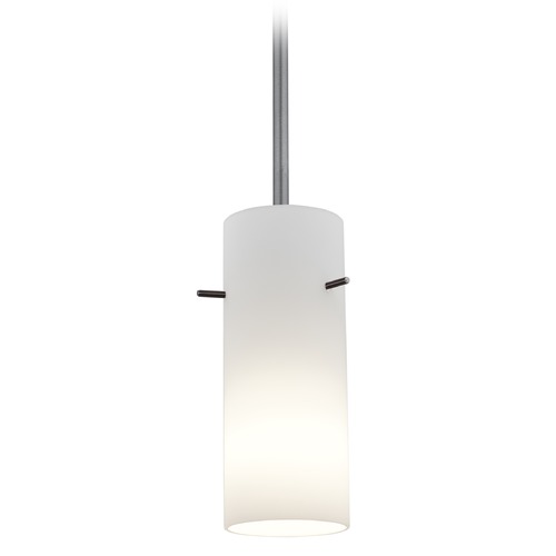 Access Lighting Access Lighting Cylinder Brushed Steel LED Mini-Pendant Light with Cylindrical Shade 28030-3R-BS/OPL