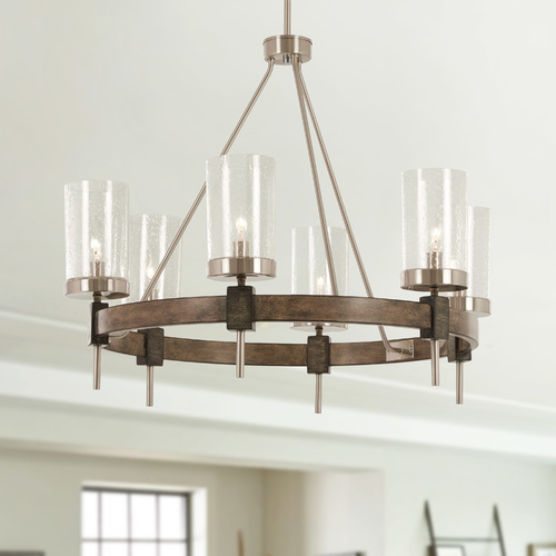 Bridlewood Stone Grey with brushed Nickel Chandelier by Minka Lavery