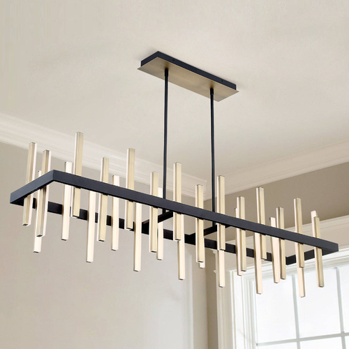 Modern Forms by WAC Lighting Harmonix 56-Inch LED Linear Chandelier in Black & Aged Brass by Modern Forms PD-87956-BK/AB