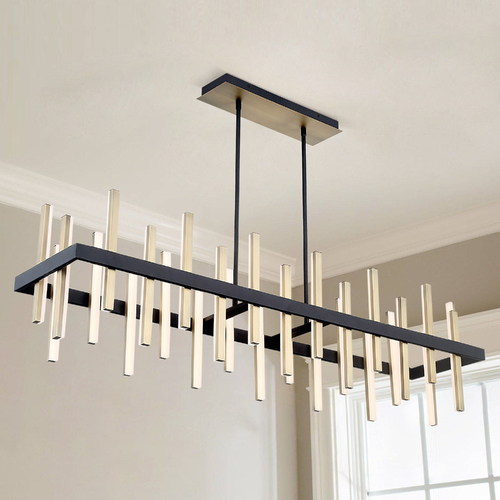 Modern Forms by WAC Lighting Harmonix 56-Inch LED Linear Chandelier in Black & Aged Brass by Modern Forms PD-87956-BK/AB