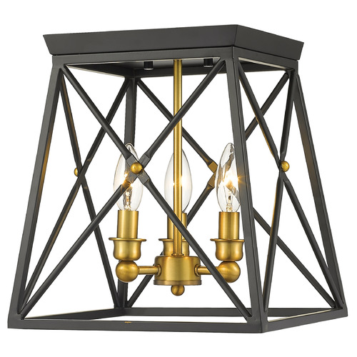 Trestle Matte Black & Olde Brass Flush Mount by Z-Lite