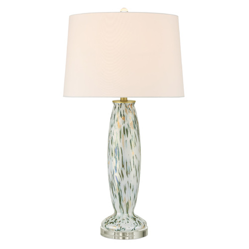 Currey and Company Motte White & Green & Pale Pink & Clear Table Lamp with Empire Shade