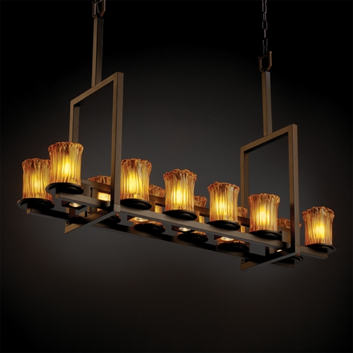Justice Design Group Justice Design Group Veneto Luce Collection Dark Bronze Island Light with Cylindrical Shade GLA-8719-16-AMBR-DBRZ