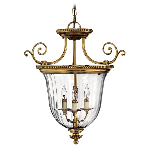 Pendant Light with Clear Glass in Burnished Brass by Hinkley Lighting