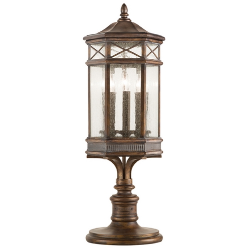 Seeded Glass Post Light Bronze Fine Art Lamps