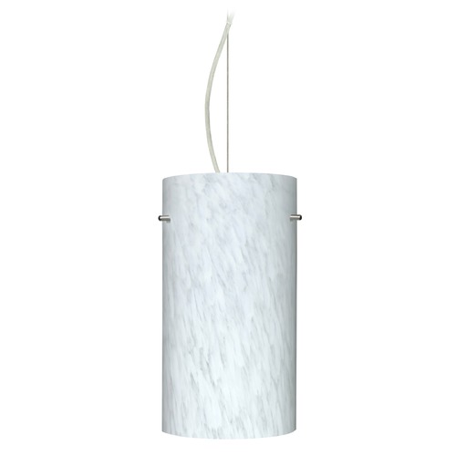 Besa Lighting Tondo Satin Nickel LED Pendant Light with Cylindrical Shade