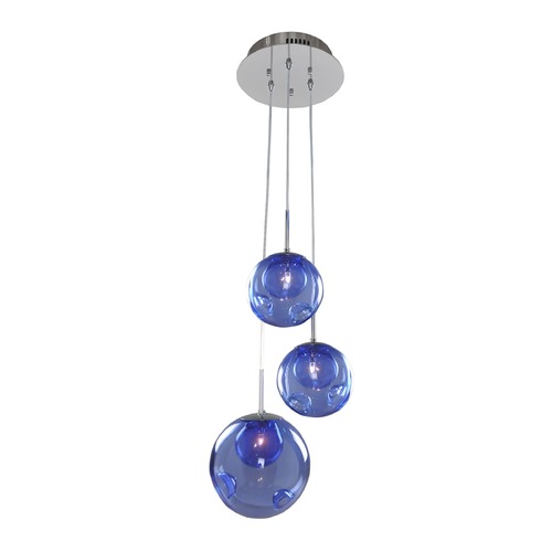 Kalco Lighting Meteor Chrome Multi-Light Pendant by Kalco Lighting 309540CH/SAPPH