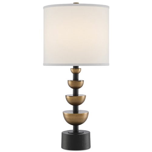 Currey and Company Lighting Currey and Company Chastain Antique Brass / Black Table Lamp with Drum Shade 6000-0509