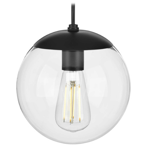 Progress Lighting Atwell Matte Black Mini-Pendant Light with Globe Shade