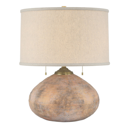 Currey and Company Kenmare Textured Antique Brown Table Lamp with Drum Shade
