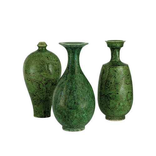 Currey and Company Lighting Romulus Green Vase Set of 3 by Currey & Company 1200-1075