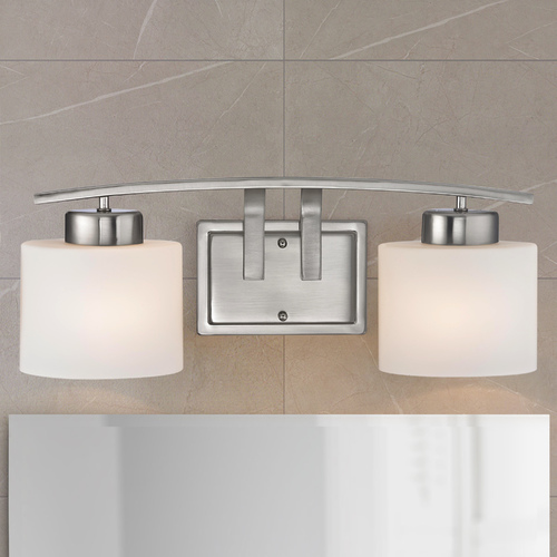 Pearl 18-Inch Vanity Light in Satin Nickel with White Oval Glass