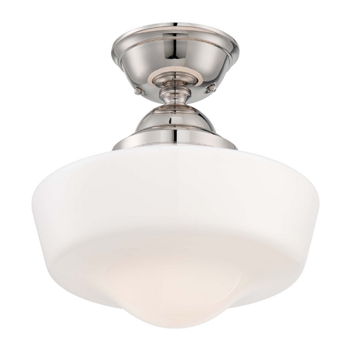 Minka Lavery Semi-Flush Mount with White Glass in Polished Nickel by Minka Lavery 2257-613