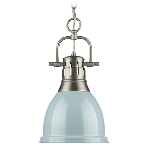 Golden Lighting Duncan Small Pendant in Pewter & Seafoam by Golden Lighting 3602-S PW-SF