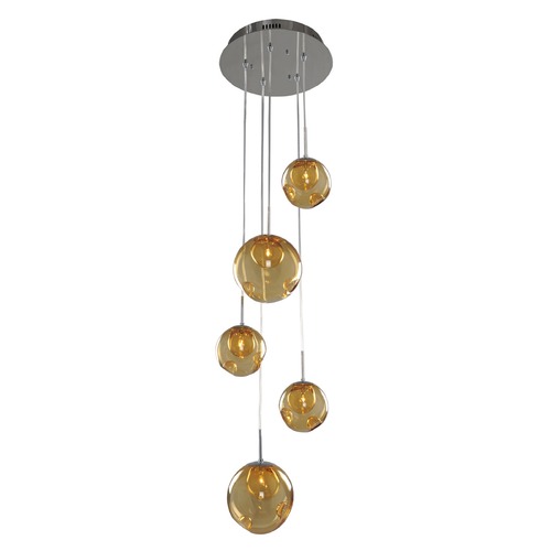 Kalco Lighting Meteor Chrome Multi-Light Pendant by Kalco Lighting 309541CH/AMBER